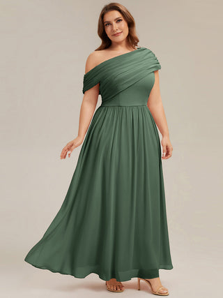 Strapless Asymmetrical A-Line Gathered Floor Length Bridesmaid Dresses