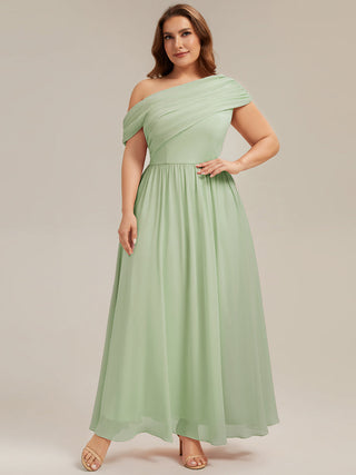 Strapless Asymmetrical A-Line Gathered Floor Length Bridesmaid Dresses