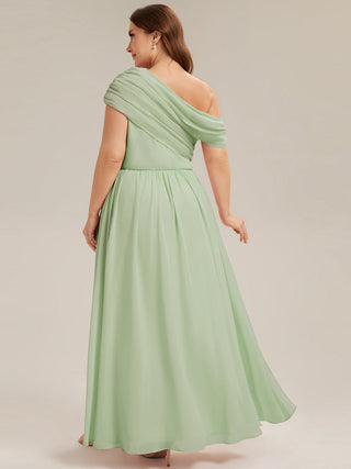 Strapless Asymmetrical A-Line Gathered Floor Length Bridesmaid Dresses