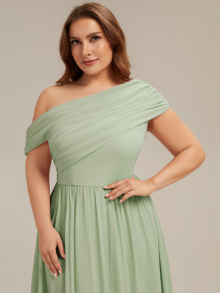 Strapless Asymmetrical A-Line Gathered Floor Length Bridesmaid Dresses