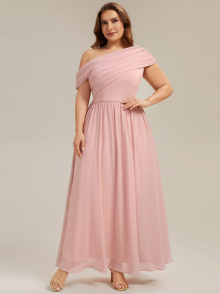 Strapless Asymmetrical A-Line Gathered Floor Length Bridesmaid Dresses