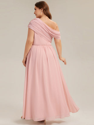 Strapless Asymmetrical A-Line Gathered Floor Length Bridesmaid Dresses
