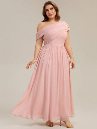 Strapless Asymmetrical A-Line Gathered Floor Length Bridesmaid Dresses