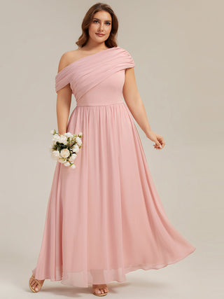 Strapless Asymmetrical A-Line Gathered Floor Length Bridesmaid Dresses