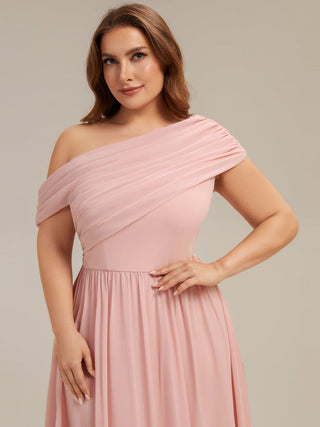 Strapless Asymmetrical A-Line Gathered Floor Length Bridesmaid Dresses