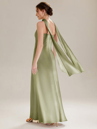 Sleeveless Halter Neck Fishtail Floor Length Dress with Thigh-High Slit, Bridesmaid Dresses