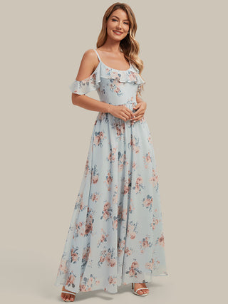 Short Sleeve Ruffle Asymmetrical A-Line Floor Length Bridesmaid Dresses