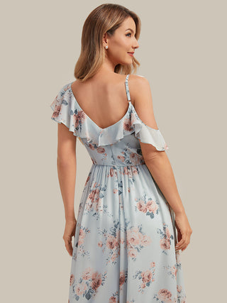 Short Sleeve Ruffle Asymmetrical A-Line Floor Length Bridesmaid Dresses