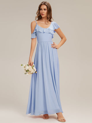 Short Sleeve Ruffle Asymmetrical A-Line Floor Length Bridesmaid Dresses