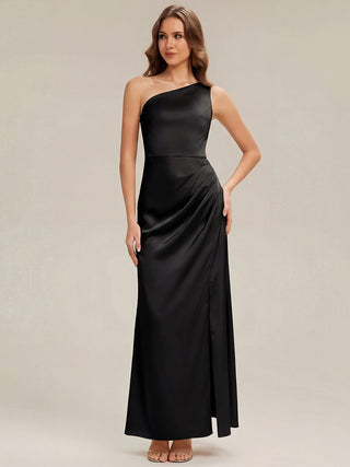 Strapless One Shoulder Sheath Non-Stretch Floor Length Bridesmaid Dresses