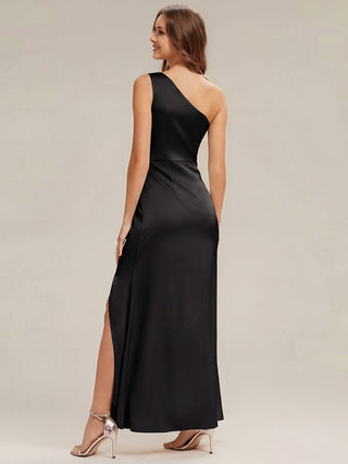 Strapless One Shoulder Sheath Non-Stretch Floor Length Bridesmaid Dresses