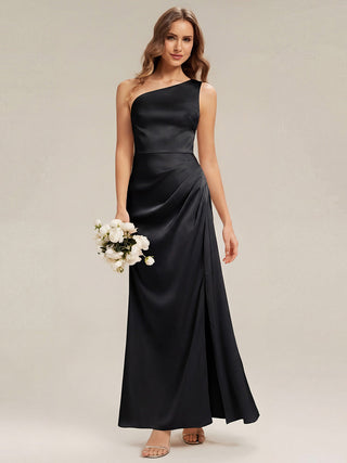 Strapless One Shoulder Sheath Non-Stretch Floor Length Bridesmaid Dresses