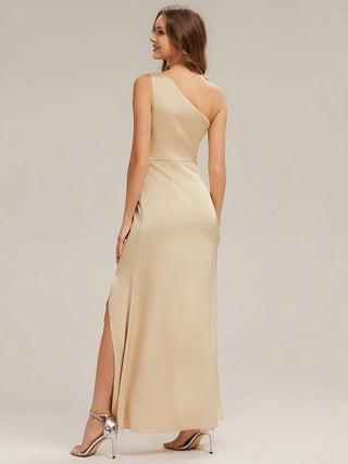 Strapless One Shoulder Sheath Non-Stretch Floor Length Bridesmaid Dresses