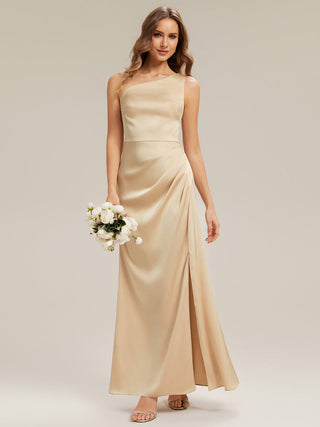 Strapless One Shoulder Sheath Non-Stretch Floor Length Bridesmaid Dresses