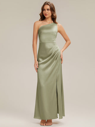 Strapless One Shoulder Sheath Non-Stretch Floor Length Bridesmaid Dresses