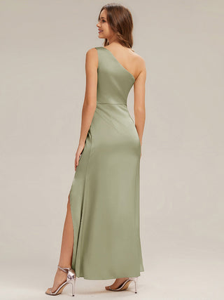 Strapless One Shoulder Sheath Non-Stretch Floor Length Bridesmaid Dresses