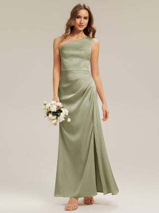 Strapless One Shoulder Sheath Non-Stretch Floor Length Bridesmaid Dresses