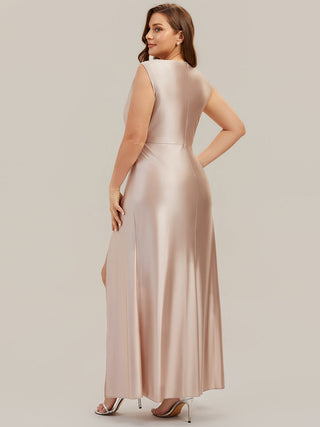 Sleeveless High Stretch Cowl Neck Fishtail Floor Length Bridesmaid Dresses