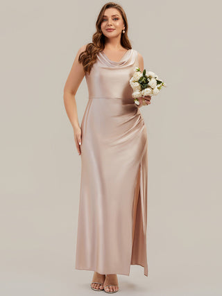 Sleeveless High Stretch Cowl Neck Fishtail Floor Length Bridesmaid Dresses