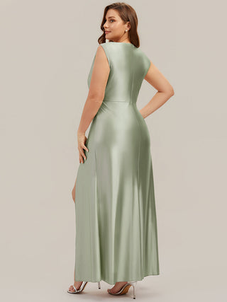 Sleeveless High Stretch Cowl Neck Fishtail Floor Length Bridesmaid Dresses