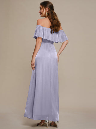 Short Sleeve Off Shoulder Ruffled A-Line Floor Length Bridesmaid Dresses