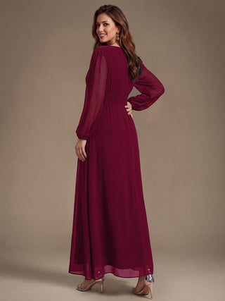 Sequin Chiffon Puff Sleeve Bridesmaid Dress