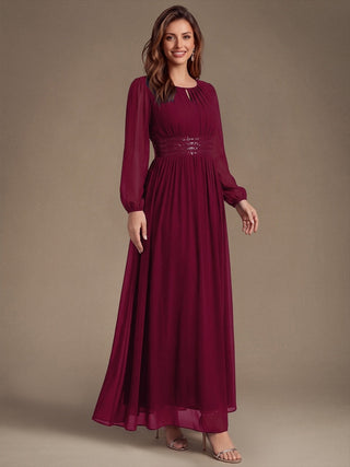 Sequin Chiffon Puff Sleeve Bridesmaid Dress