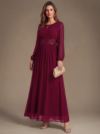 Sequin Chiffon Puff Sleeve Bridesmaid Dress