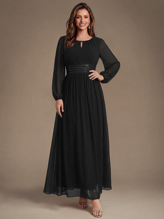 Sequin Chiffon Puff Sleeve Bridesmaid Dress