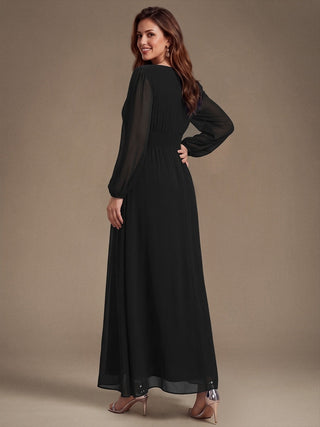 Sequin Chiffon Puff Sleeve Bridesmaid Dress
