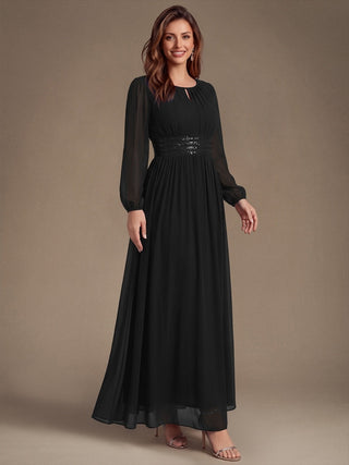 Sequin Chiffon Puff Sleeve Bridesmaid Dress