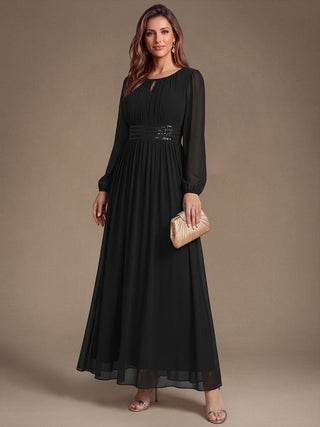 Sequin Chiffon Puff Sleeve Bridesmaid Dress