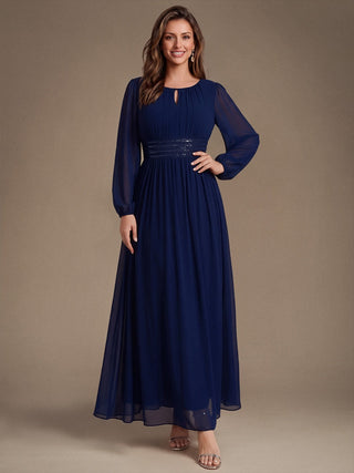 Sequin Chiffon Puff Sleeve Bridesmaid Dress