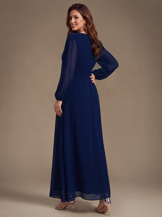Sequin Chiffon Puff Sleeve Bridesmaid Dress