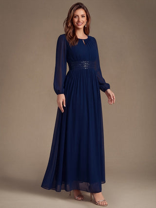 Sequin Chiffon Puff Sleeve Bridesmaid Dress