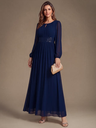 Sequin Chiffon Puff Sleeve Bridesmaid Dress