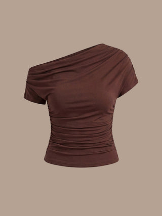 Short Sleeve Off-Shoulder High Stretch A-Line Evening Tops