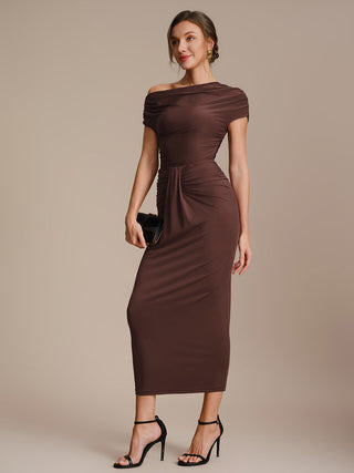 Short Sleeve Off-Shoulder High Stretch A-Line Evening Tops
