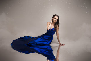 Strapless A-Line Evening Gown with Train, full-length view