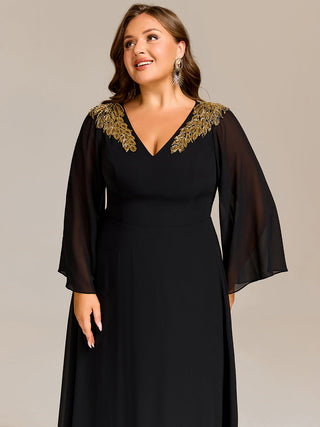 Evening Sequin Dresse with Sequin Embroidery