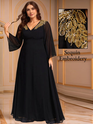Evening Sequin Dresse with Sequin Embroidery