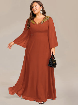 Evening Sequin Dresse with Sequin Embroidery