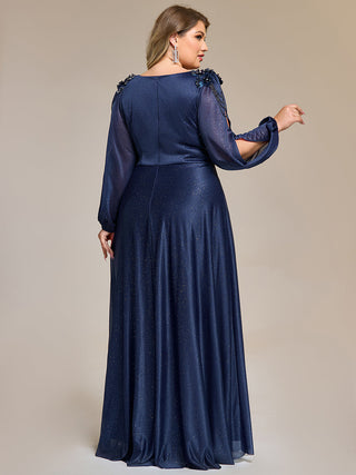 Split Evening Chiffon Dress with Bead or hot drill decoration