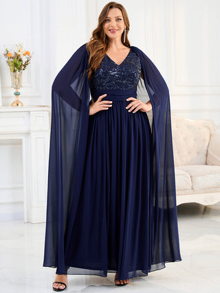 Evening Sequin Chiffon Dresse with Sequin Applique