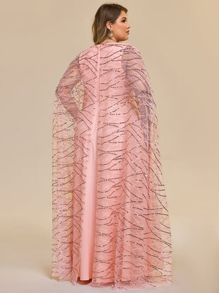 Plus Size Sleeveless Deep V-Neck Rhinestone A-Line Floor Length Evening Dresses