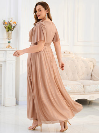 Evening Sequin Dresse with Pleated Applique Details
