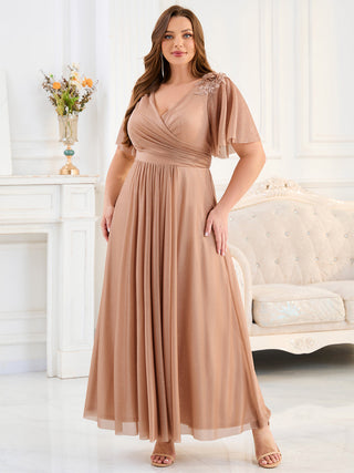 Evening Sequin Dresse with Pleated Applique Details