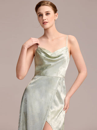 Sleeveless Deep V-Neck Backless Midi Wedding Guest Dress with Thigh-High Slit