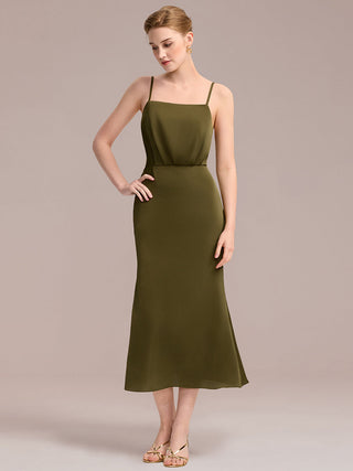 Strapless Adjustable Spaghetti Straps Fishtail Midi Wedding Guest Dresses