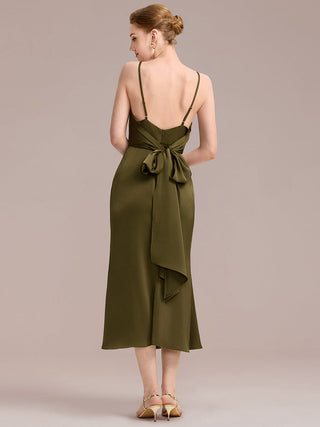 Strapless Adjustable Spaghetti Straps Fishtail Midi Wedding Guest Dresses